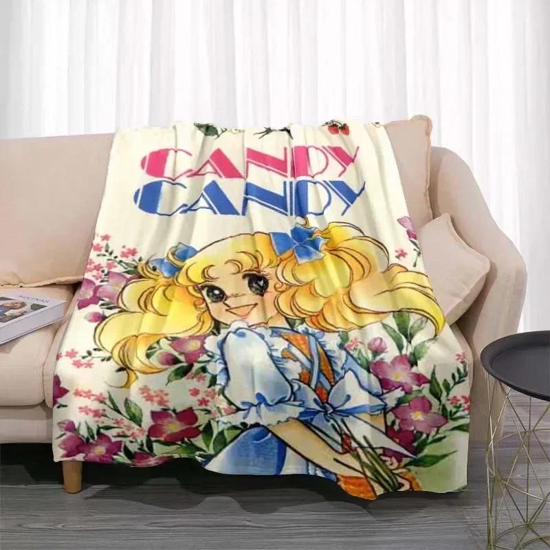 Candy Candy Anime Battaniye Kawaii Japon Anime Flanel Süper Yumuşak Sıcak Battaniye Ev İçin Dört Mevsim Yatak Odası Battaniyesi