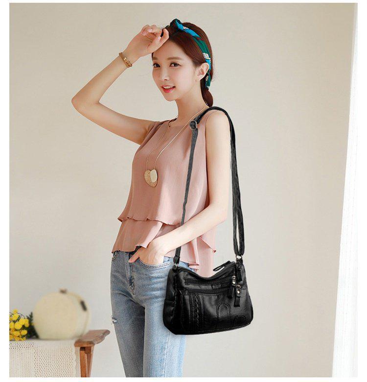 Damen Weiche Leder Schulter Messenger Bag - 2023 Rucksack mit großer Kapazität für Mittelalte und Ältere