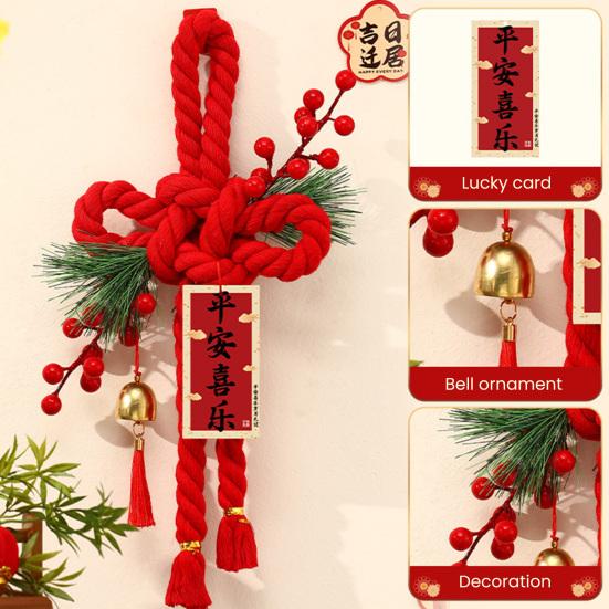 Chinese Wanzi Knot Decoration Red Knot Hanging Lucky Ornaments Door Handle Wall Pendant Feng Shui Good Luck Charm for Spring Festival Car Tree Decor