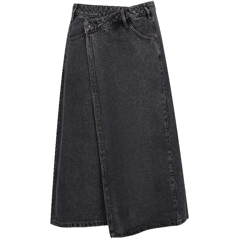 ONLY Women s Retro Washed Asymmetric Denim Midi Skirt L