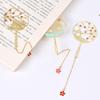 Chinese Style Brass Round Fan Bookmark with Colorful Tassel