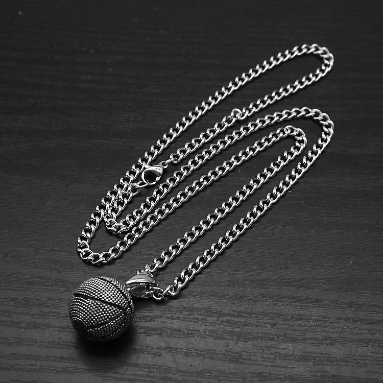 European-American Punk Hip-Hop Rock-Style Titanium Basketball Necklace for Men & Couples