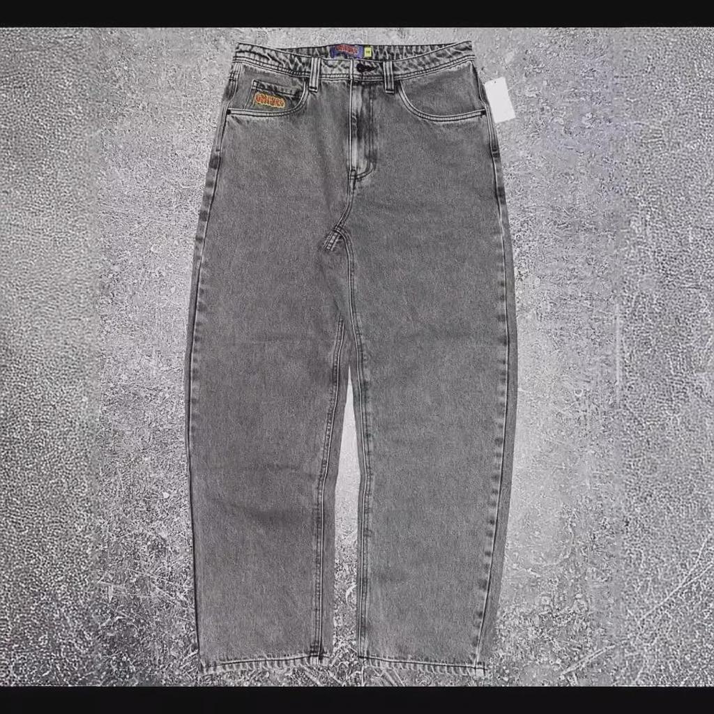 Men's Slim Fit Retro Hip-Hop Embroidered Straight Jeans - Trendy & Versatile Denim Trousers