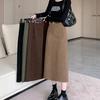 High Waist Slimming Retro Corduroy Midi Skirt Hip Concealing Straight Leg A- Line Wrap Around Skirt for Women Solid Color