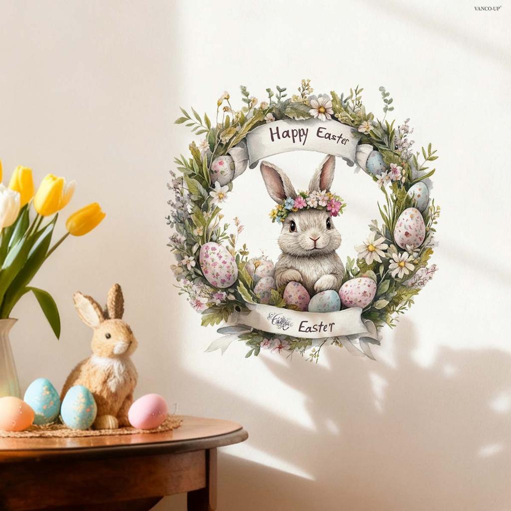 Easter Wall Stickers, Creative Gentleman Bunny Decor, Self-Adhesive Wall Art for Bedroom Living Room Holiday Background Decoration