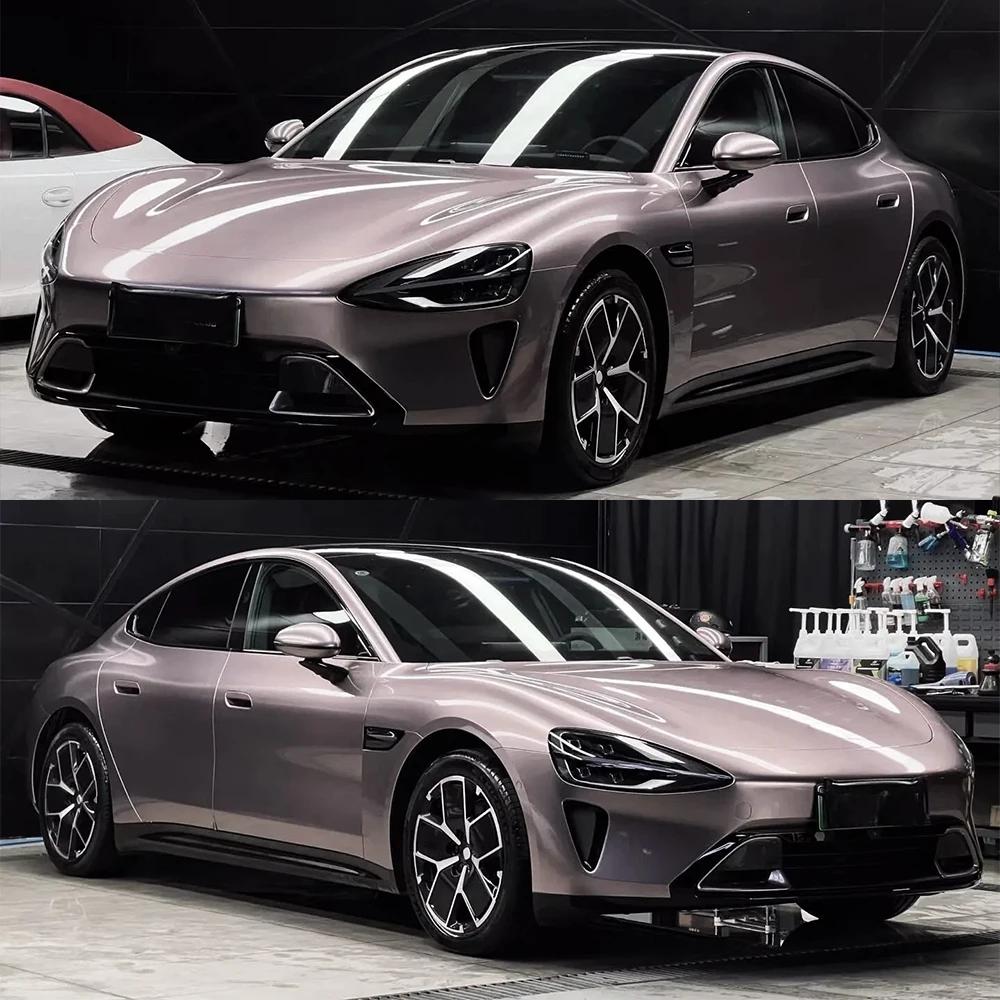 

Car Wrap Film Metallic Texture Pink Sticker Color Change Vinyl Film PET Bubble Free Wrapping Car Accessories Auto Decals 50x152cm