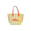 Le Roseau Essential 32 Pferde-Print Druckknopfverschluss Baumwoll-Canvas Mit Lederbesatz Tragetasche Damen Tragetaschen Gelb Weiß 10090HCSH30