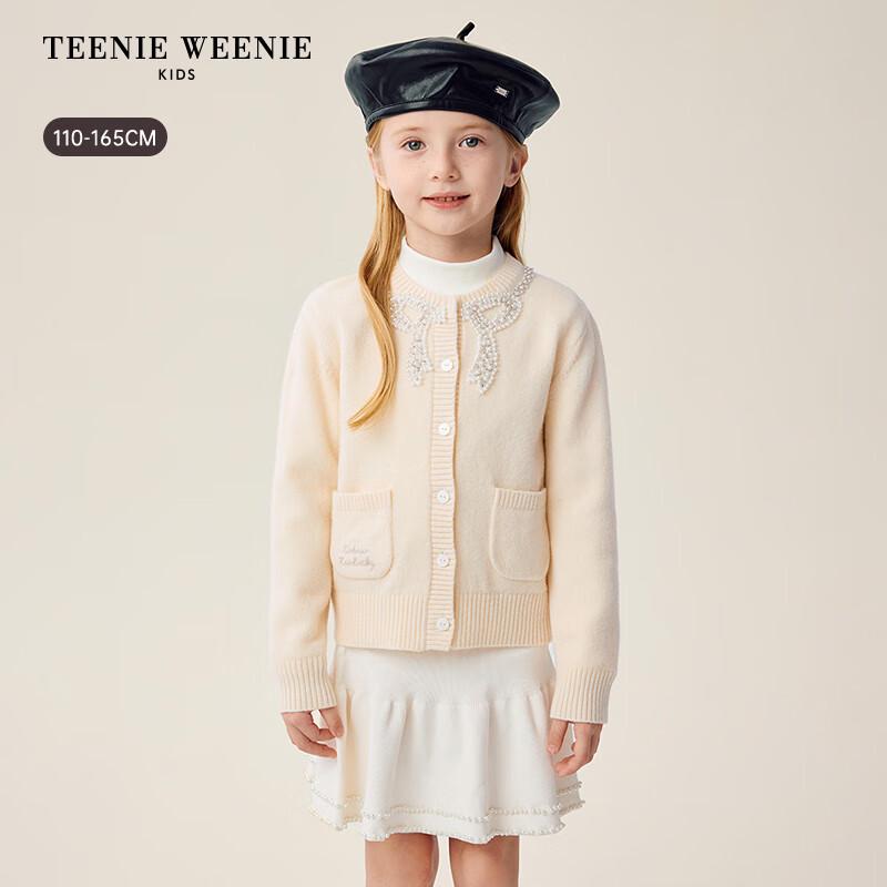 Teenie Weenie Kids Girls Pure Wool Bow Cardigan Sweater 165