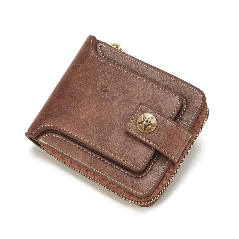 Leather Men’s Wallet Luxury Mens Purse Male Zipper Card Holders with Coin Pocket Wallets Gifts for Men Money Bag