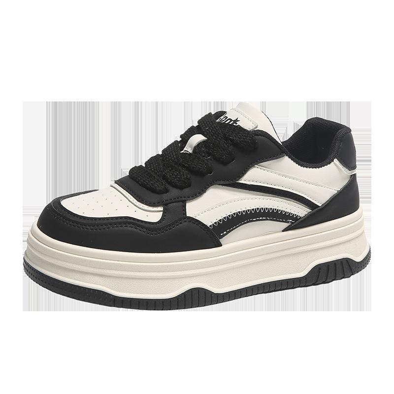 

2025 spring new ins Korean version of platform white shoes female students versatile leisure sports Internet celebrity board shoes female 40 чорний