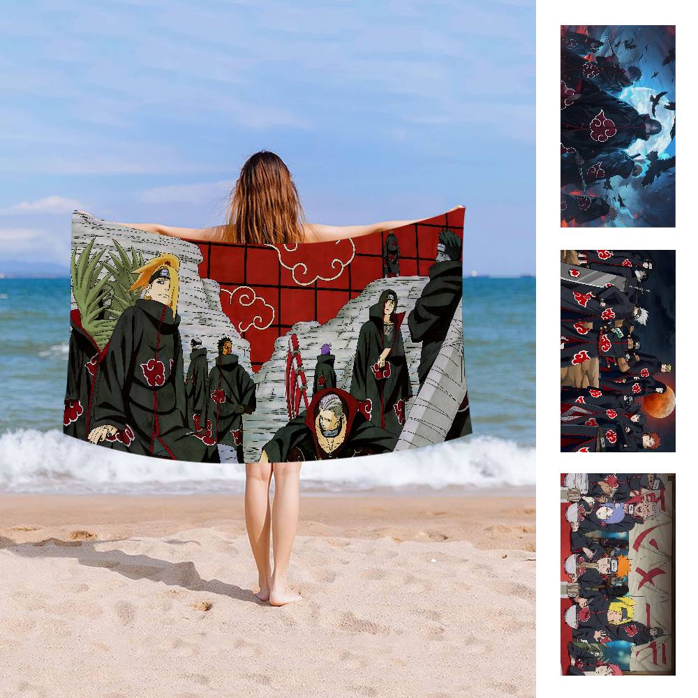 Classic Anime N-Naruto-S-Akatsuki Microfiber Blanket Drying Beach Towels Oversized Printing Super Absorbent Pool Towel Blanket