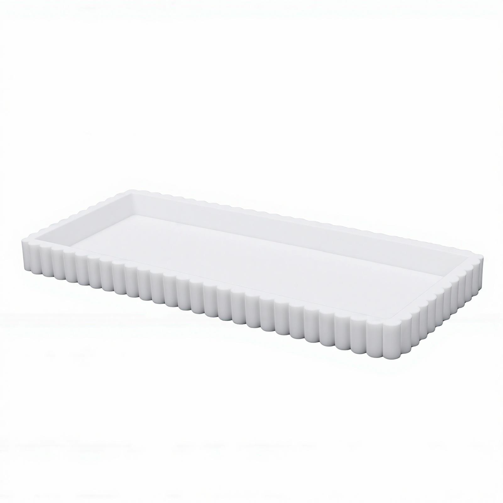 Plateau de vanité de salle de bain Motif marbre Imperméable Silicone Rectangulaire Plateau organisateur de comptoir pour cuisine chambre Blanc blanc