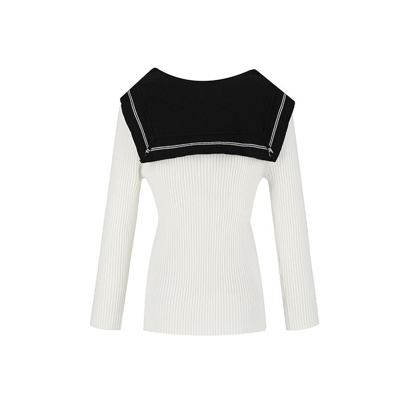 SOUP Contrast Tie-Neck Knit (Sy9Lk31)