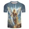 Mens 3d Angel Warrior Graphic T Shirt Golden Sword Design 3D Printed Tshirt For Men Clothes Wing Ornate Border Unisex Tee Tops
