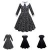 Addams Family Wednesday Cosplay Kostüm-Luxuriöses Schwarzes Kleid für Halloween Weihnachtsfeier