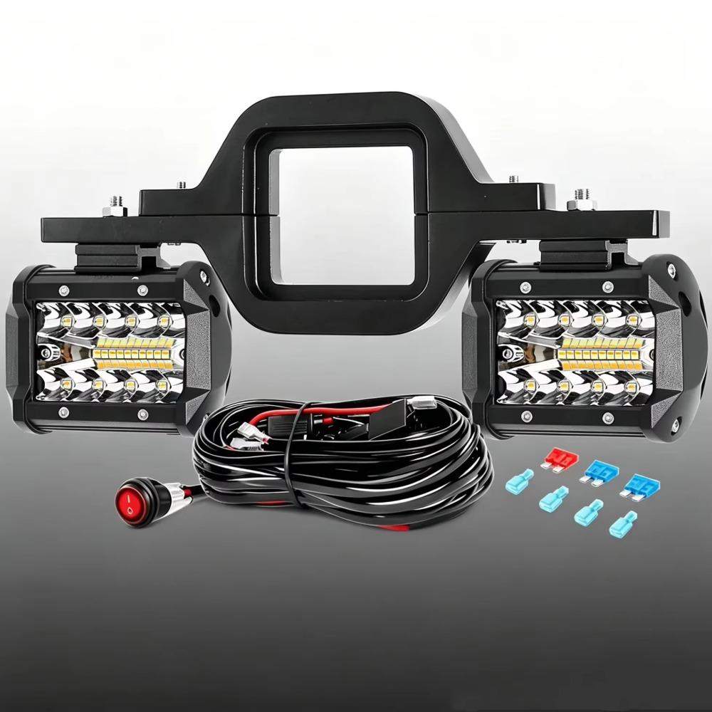 2PCS LED Work Light Pods 4 Inch Off-Road Driving Light Bar 12-24V 2.5'' Tow Hitch Mounting Bracket for Truck Trailer SUV Pickup