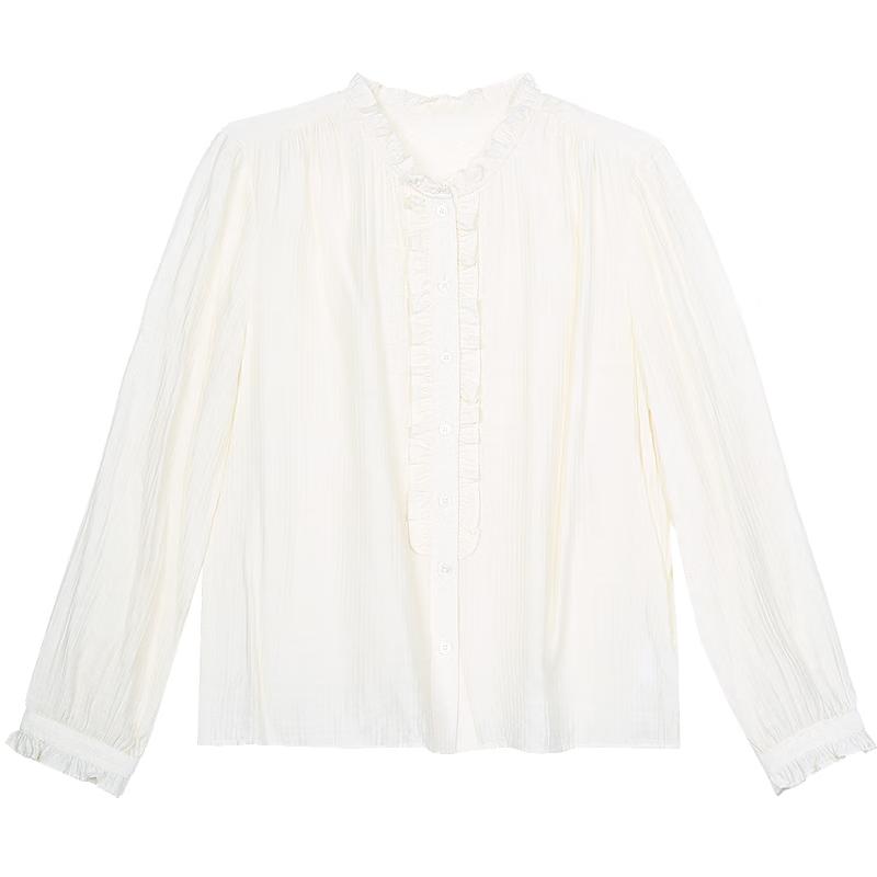 Betu Women s Ruffle-Collar Long Sleeve Blouse L