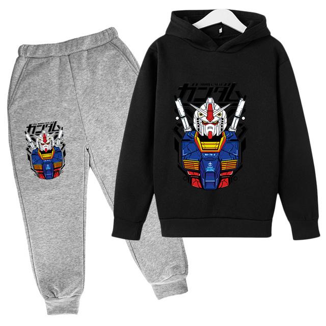 2025 Gundam Casual Kids Clothes 2 Piece Hoodies Set Clothing Cool Girls Clothing Boys Tracksuit Children Baby Clothes