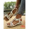 Sandali da Donna Estivi con Zeppa e Bocca di Pesce Fibbia Metallica Elastici Slip-On Scarpe alla Moda da Donna Taglie Forti