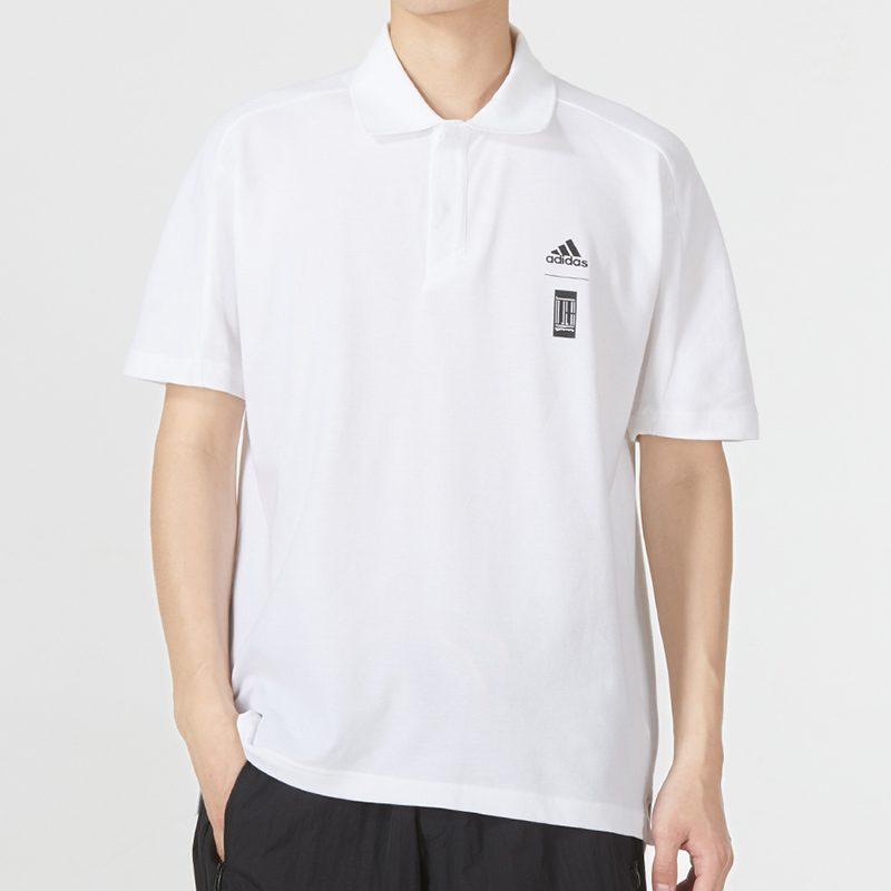 adidas Polo Shirts Men's White Polo Collar Moderate Straight Fit HE5166