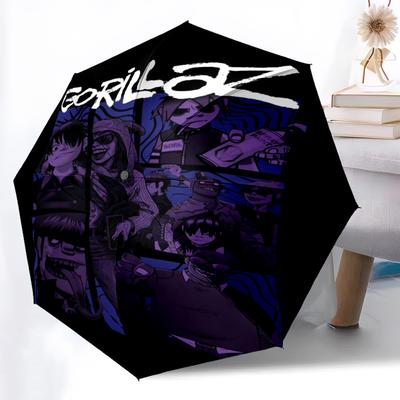 1PC Gorillaz Artwork Automatic Open/Close, 8-Rib Durable Frame Compact Travel Umbrella for Men & Women S1222060