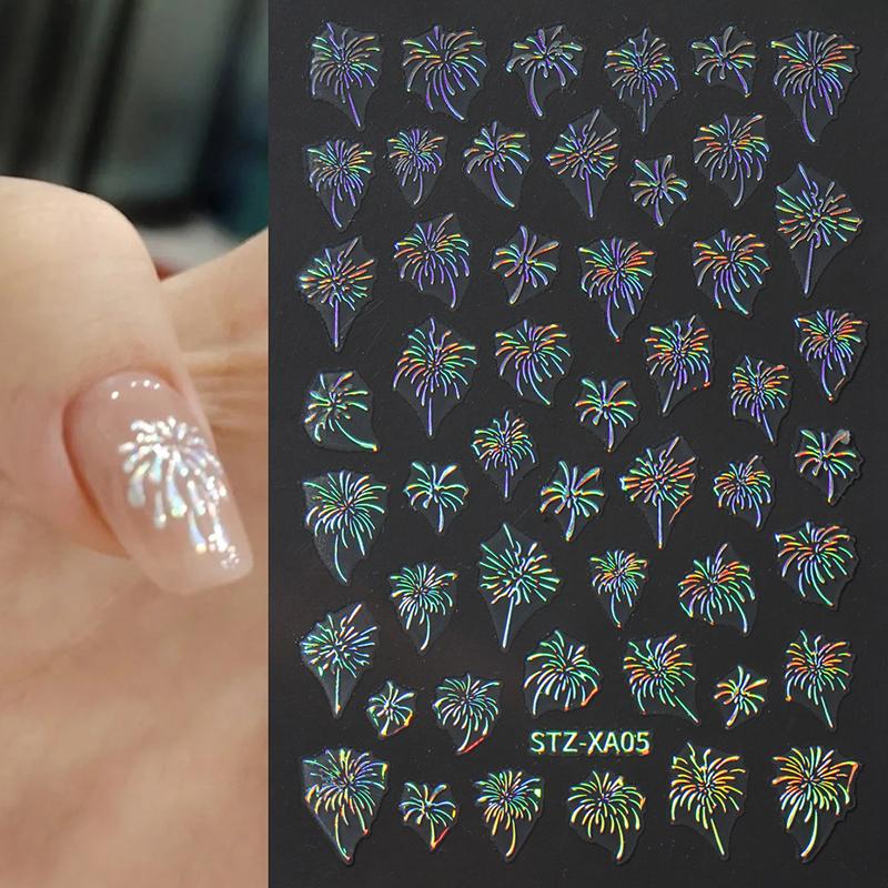 Nail Fireworks Stickers Flash Multicolour Decoration Stereoscopic Self-Adhesive Nail Salon Nail Accessories Diy