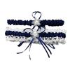 Bride's Lace Bow Garter in Milan Navy, Wine, Dark Red, or Rice White