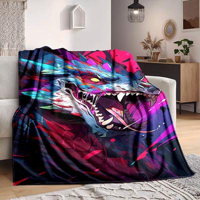 1 stuks Draken Fantasy Deken, Lichtgewicht Flanellen Plaid voor Bank, Bed, Reizen, Kamperen, Woonkamer, Kantoor, Bank, Stoel, En Bed