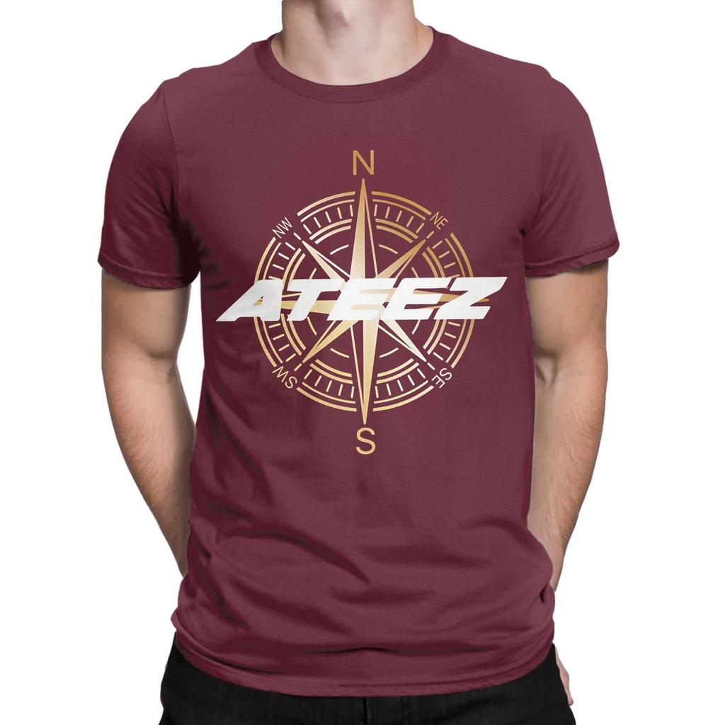 Ateez Compass Design Graphic Funny 100 Cotton Tshirt Ateez Sunset Dream Logo Tees Tops For Unisex