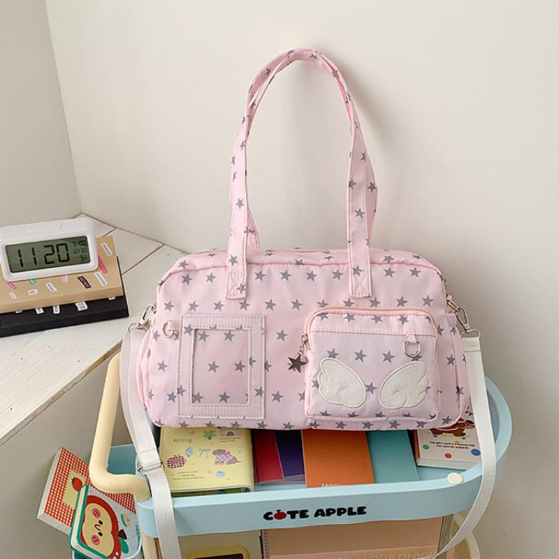 Kawaii Starry Sky Ita Bag Large Capacity Japanese Anime Shoulder Bag With Clear Display Window Cute Angel Wing Crossbody Handbag