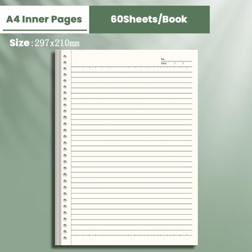60Sheets Paper Notebook Horizontal Line/Grid Binder Inner Page Notebook Refill Paper  Students