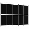Vidaxl 5-Panel Room Divider, Black, 250 X 180 Cm, Fabric