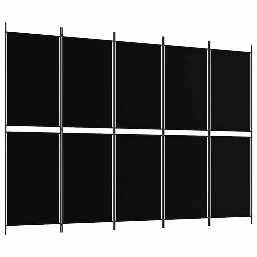 Vidaxl 5-Panel Room Divider, Black, 250 X 180 Cm, Fabric