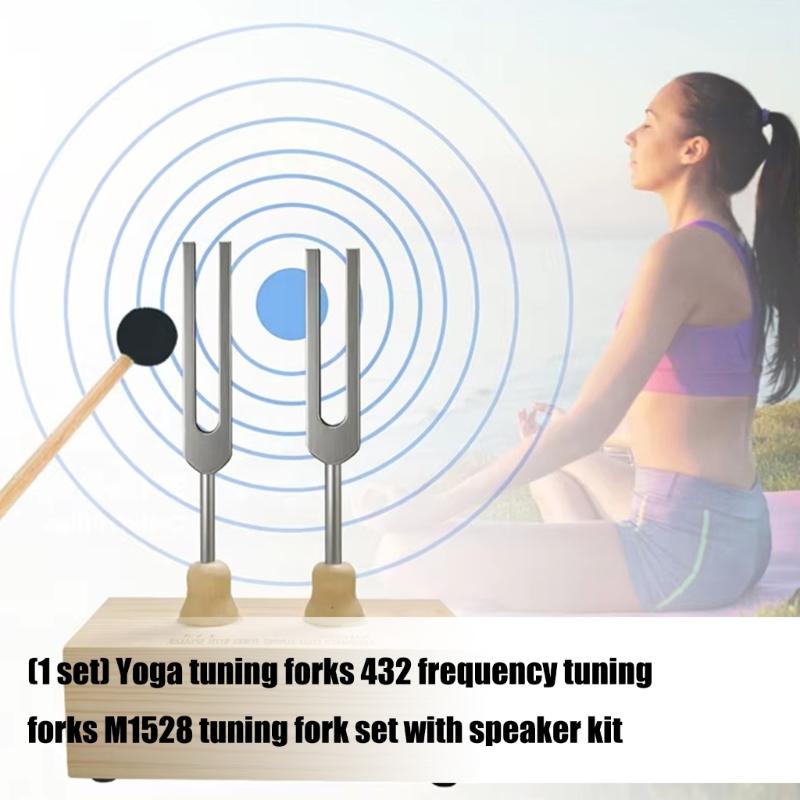 Resonance Tuning Forks 432Hz, 528Hz Chakras Tuning Forks Wooden Resonance Box Sound Tool for Meditation Enduring