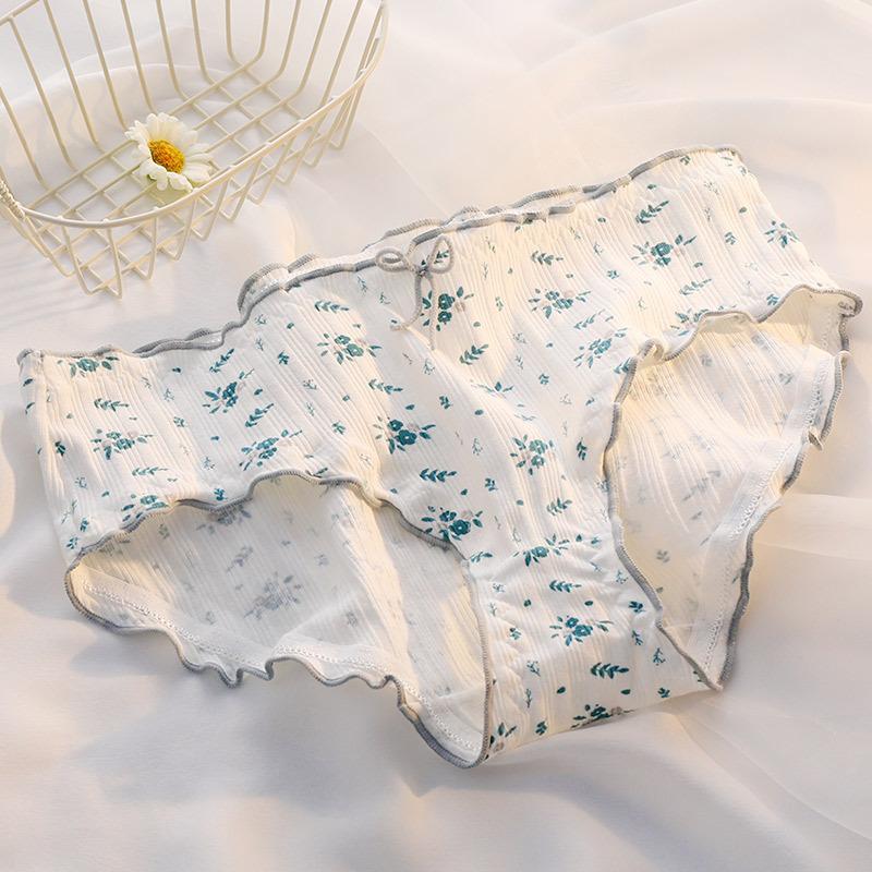 Baumwollslips Damenunterwäsche Slip Mode Floral Komfort Slips Mittelhoch Nahtlose Unterhosen Damen Lingerie