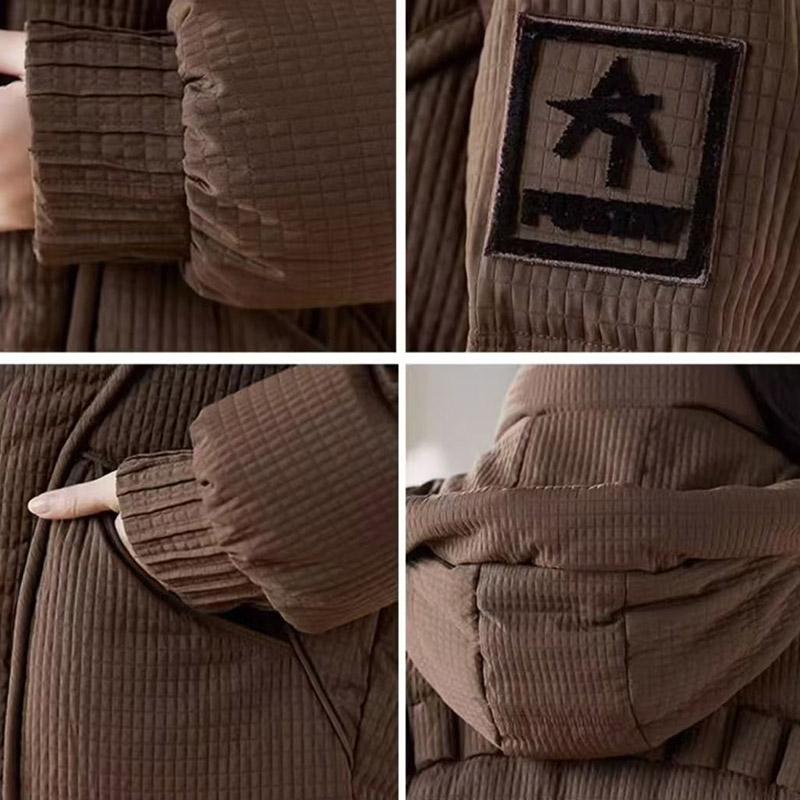 Coat for Women Fleece Thickened Plush Autumn Winter Hat Waterproof Casual Down Jacket