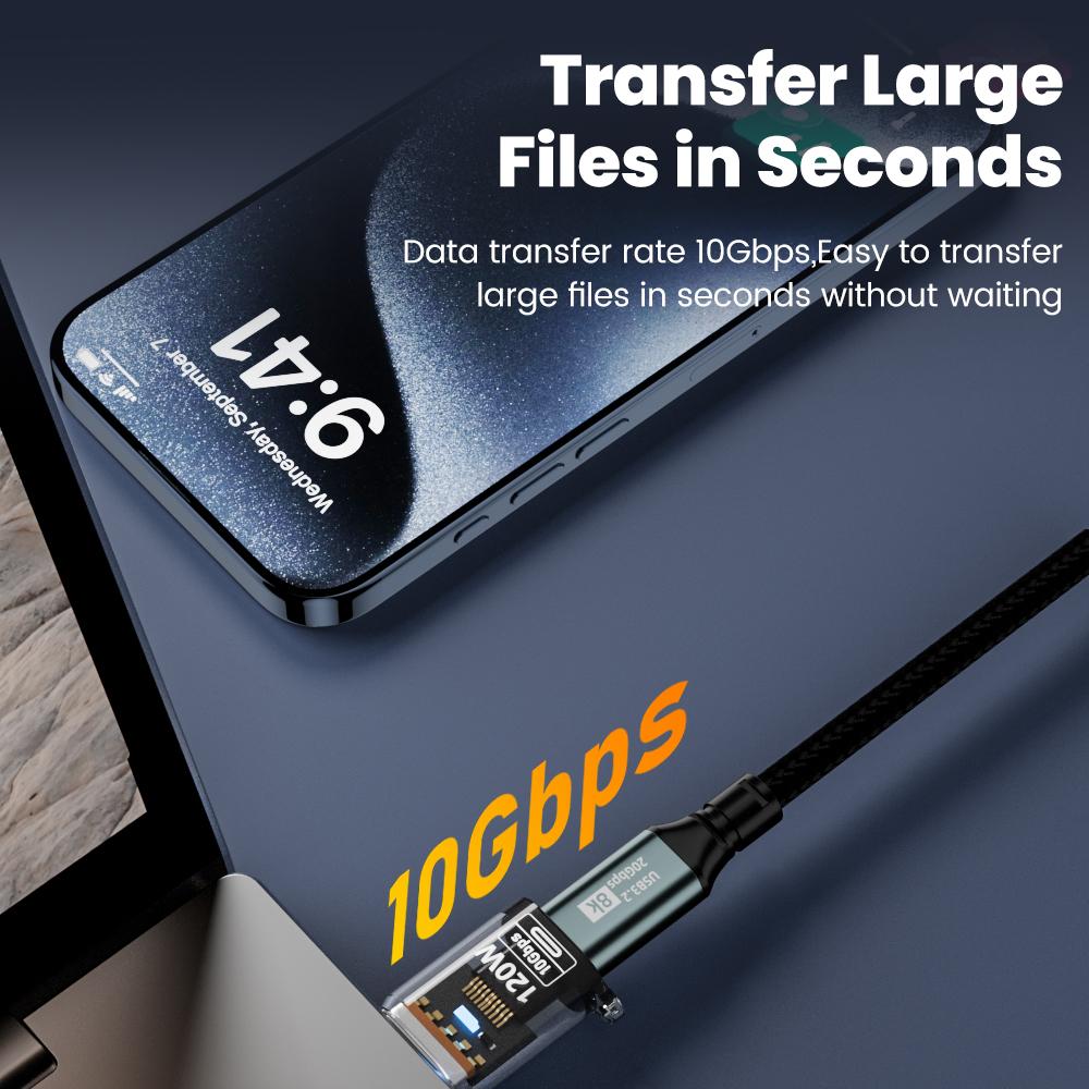 120W Type C to USB A OTG adapter, USB3.2 to Type C female adapter, suitable for iPhone 15, 16, Macbook, iPad, supports fast char