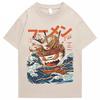 Japanese Harajuku T-Shirt Men 2026 Summer Hip Hop T Shirts Noodle Ship Cartoon Streetwear Tshirts Short Sleeve Casual Top Cotton