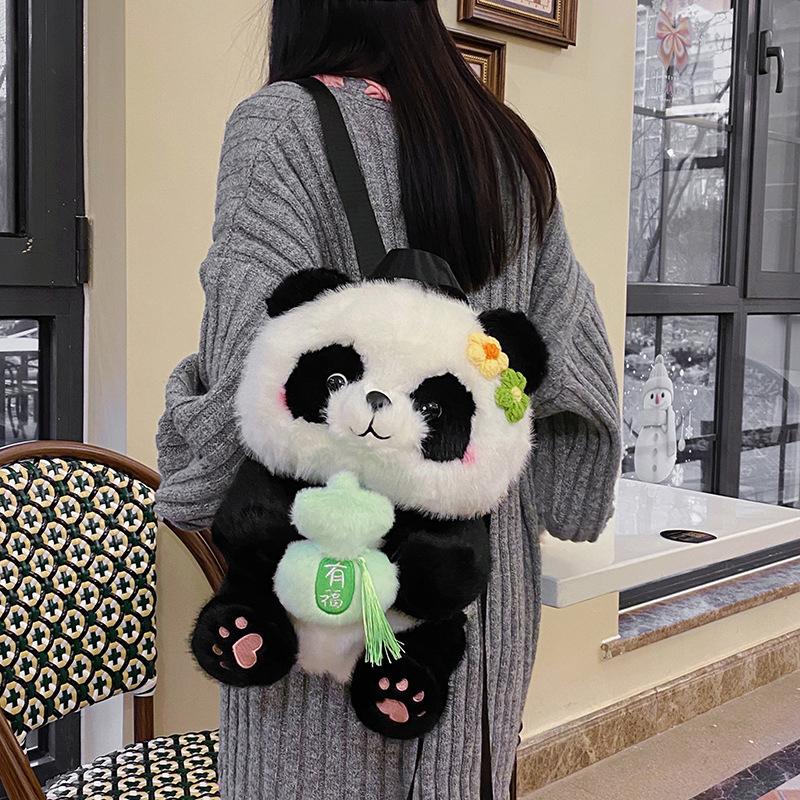 Cartoon Panda Plush Large Capacity Multi Purpose Backpack Student Children Comfort Schoolbag