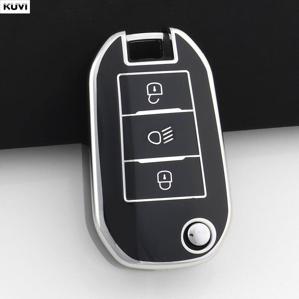 TPU Car Folding Key Case Cover Shell For Peugeot 208 308 408 508 2008 3008 4008 5008 For Citroen C3 C4 CACTUS C6 C8 Accessories