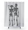 Funny Skeleton Couple Halloween Shower Curtain With Wedding Theme Pattern, Humorous Bathroom Decor For Couples Gift Idea