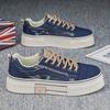 Fashion Men's Fashion Trend Thick Soled Casual Denim Fabric Shoes 2025 Autumn Shallow Mouth Comfortable Non Slip Lace Up Chunky sneakers