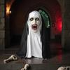 Maschera da Suora dell'Orrore Cosplay Demone Insanguinato Spaventoso Faccia da Fantasma Maschere in Lattice con Foulard Accessori Costume Festa di Halloween Deluxe
