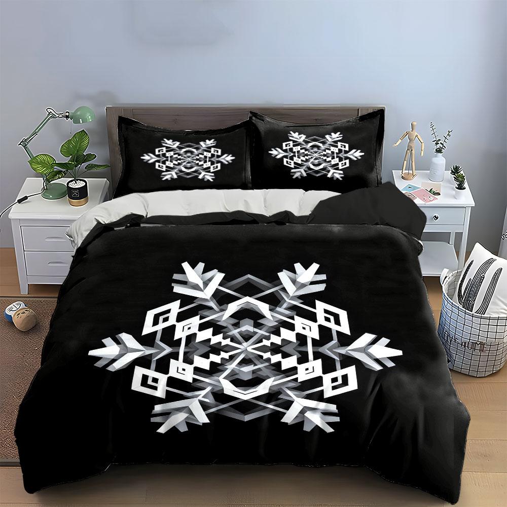 Geometric Snowflake Wall Decor Set Soft Comfortable Duvet Cover Bedding Set Included 1*Duvet Cover & 2*Pillowcases, Gift