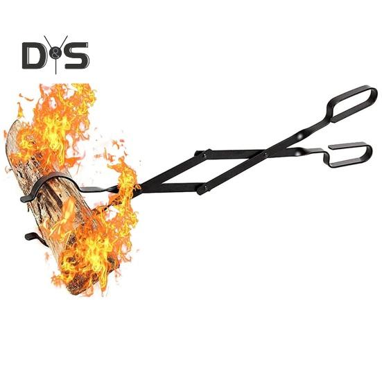 26 Inch Fireplace Tongs Heavy Duty Iron Log Grabber Log Tweezers Log Claw Long Handle Firewood Tongs Fireplace Accessory for Indoor Outdoor