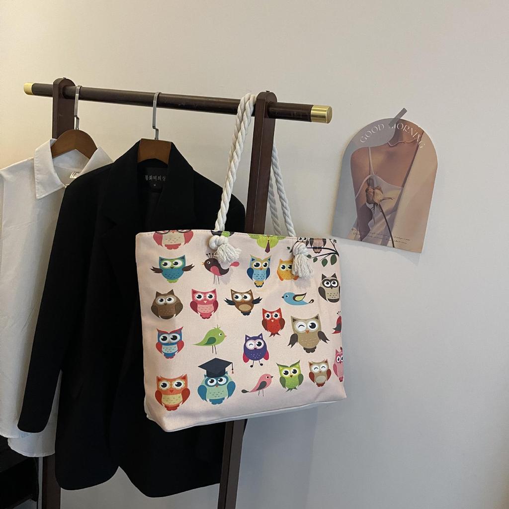 Borsa tote grande in tela da donna - Elegante borsa da spiaggia e da viaggio in lino