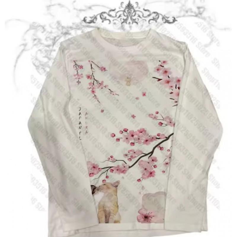Unisex Vintage Streetwear Long Sleeve T-Shirt With 3D Digital Print Loose Fit Casual Tee Daily Wear