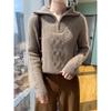 Women's Heavyweight Three-Ply Wool Half-Zip Sweater - Fashionable & Versatile for Autumn/Winter.
