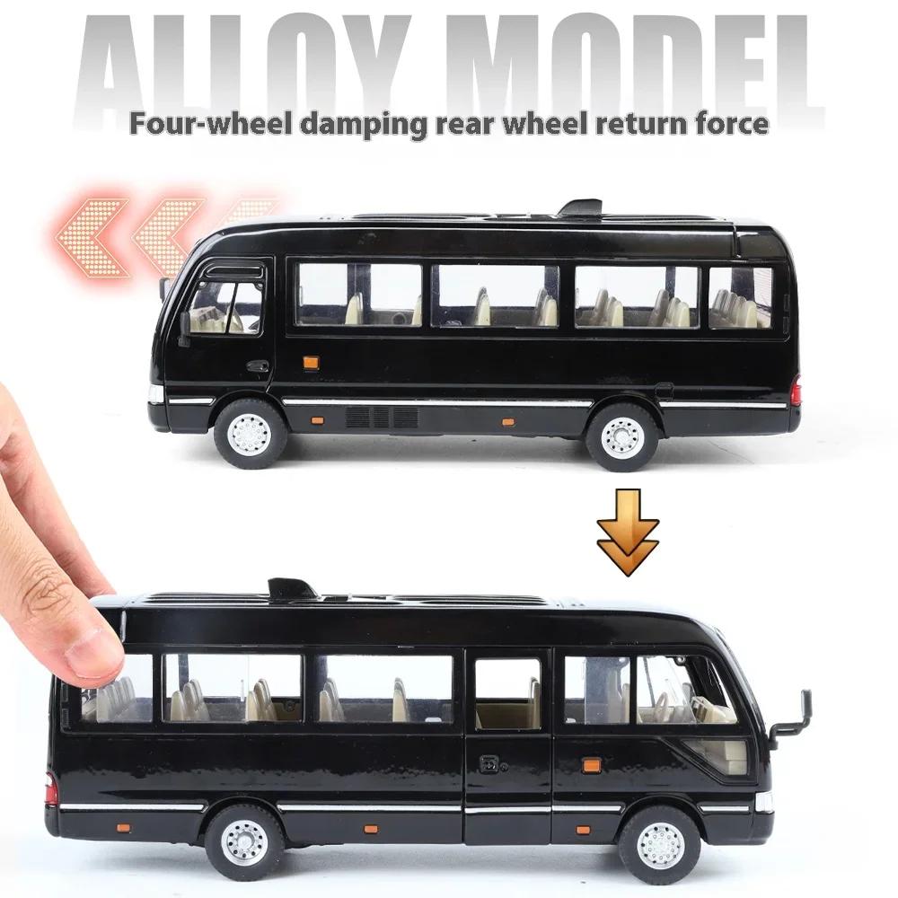 1/24 Toyota Coaster Medium Business Bus Alloy Diecast Model Car Simulation Boutique Bookcase Decoration Trendy Ornament Gift Boy