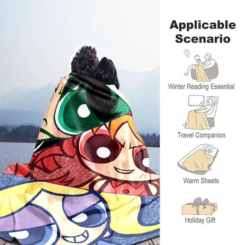 1PC The Powerpuff Girls printed blanket, all season lightweight home office outdoor nap multifunctional blanket A9